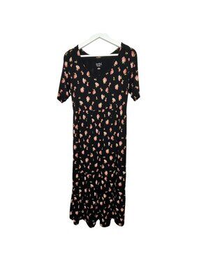 Ingrid & Isabel Maternity Black Floral Maxi Dress Small
